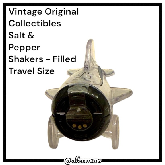 Vintage Collectible Salt & Pepper Plastic Airplane - filled and sealed, not open - Picture 2 of 16